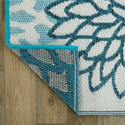 Tapis d'extérieur réversibles en plastique recyclé à motif floral moderne Aloha de la World Rug Gallery