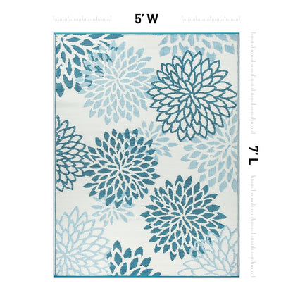 Tapis d'extérieur réversibles en plastique recyclé à motif floral moderne Aloha de la World Rug Gallery