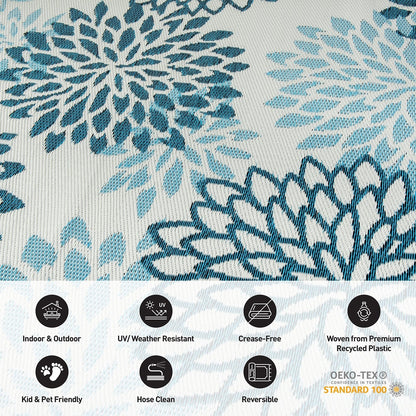 Tapis d'extérieur réversibles en plastique recyclé à motif floral moderne Aloha de la World Rug Gallery