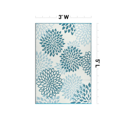 Tapis d'extérieur réversibles en plastique recyclé à motif floral moderne Aloha de la World Rug Gallery