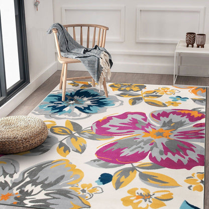 Tapis moderne à motif floral de la World Rug Gallery