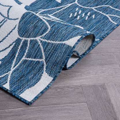 Tapis d'intérieur/extérieur texturé à motif floral moderne World Rug Gallery