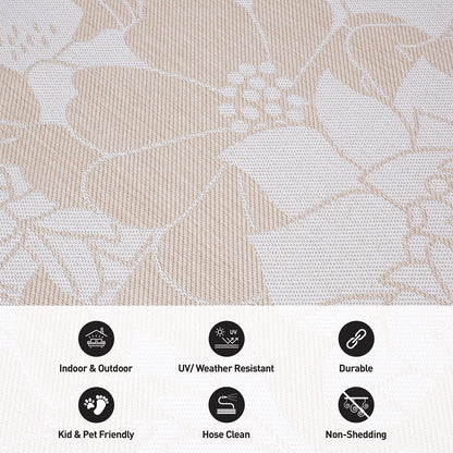 Tapis d'intérieur/extérieur texturé à motif floral moderne World Rug Gallery