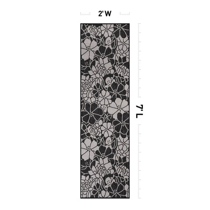 Tapis d'intérieur/extérieur texturé à motif floral moderne World Rug Gallery