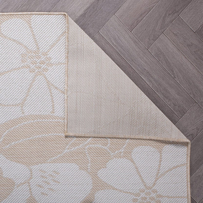 Tapis d'intérieur/extérieur texturé à motif floral moderne World Rug Gallery