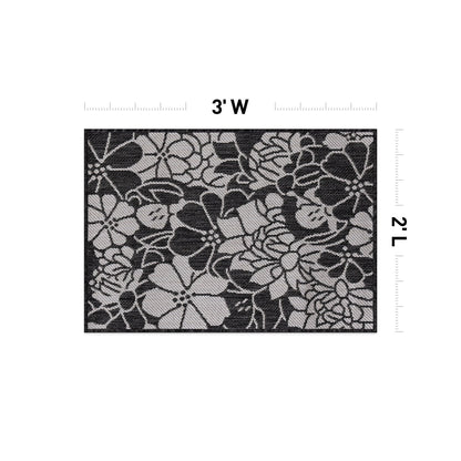 Tapis d'intérieur/extérieur texturé à motif floral moderne World Rug Gallery