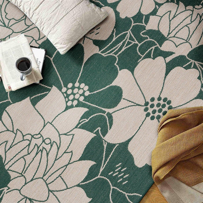 Tapis d'intérieur/extérieur texturé à motif floral moderne World Rug Gallery