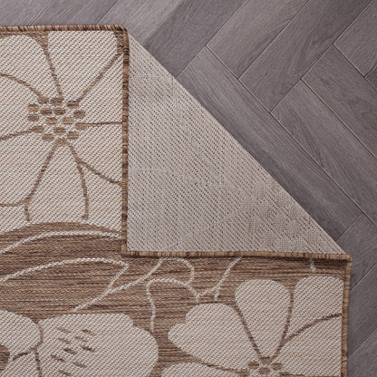 Tapis d'intérieur/extérieur texturé à motif floral moderne World Rug Gallery