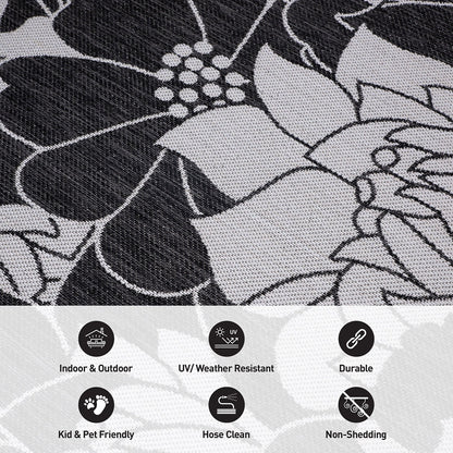 Tapis d'intérieur/extérieur texturé à motif floral moderne World Rug Gallery