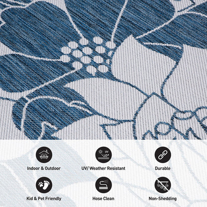 Tapis d'intérieur/extérieur texturé à motif floral moderne World Rug Gallery