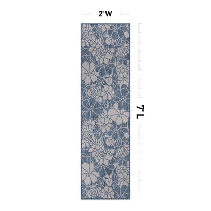 Tapis d'intérieur/extérieur texturé à motif floral moderne World Rug Gallery