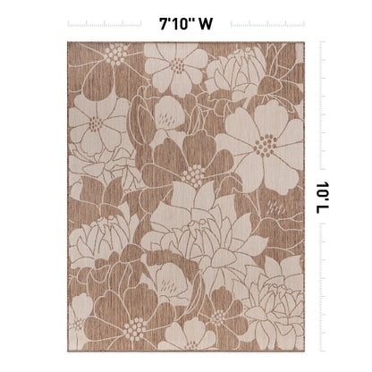 Tapis d'intérieur/extérieur texturé à motif floral moderne World Rug Gallery