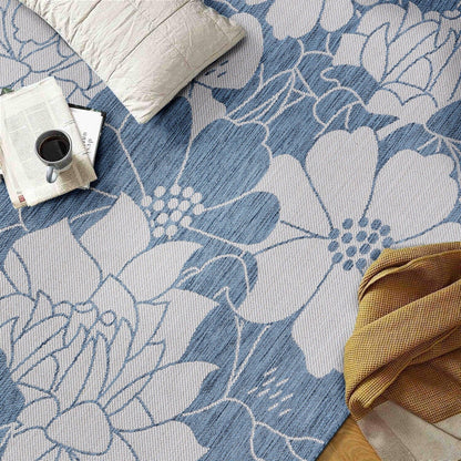 Tapis d'intérieur/extérieur texturé à motif floral moderne World Rug Gallery