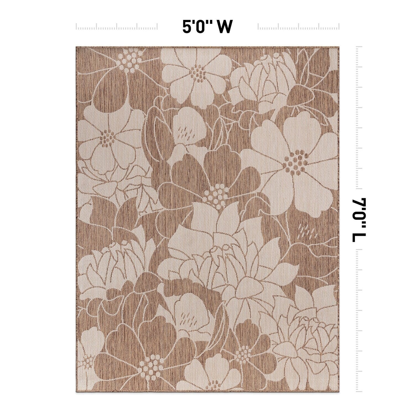 Tapis d'intérieur/extérieur texturé à motif floral moderne World Rug Gallery