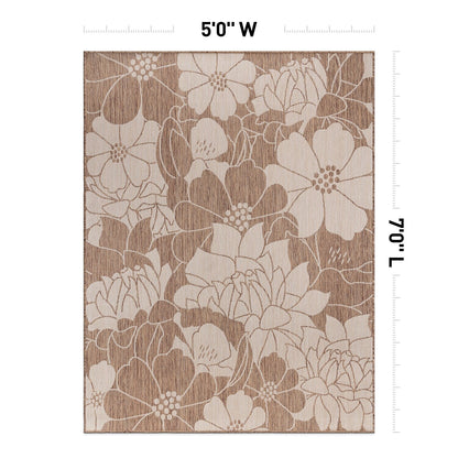 Tapis d'intérieur/extérieur texturé à motif floral moderne World Rug Gallery