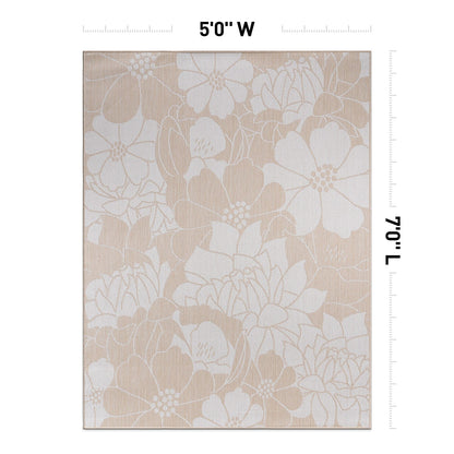 Tapis d'intérieur/extérieur texturé à motif floral moderne World Rug Gallery