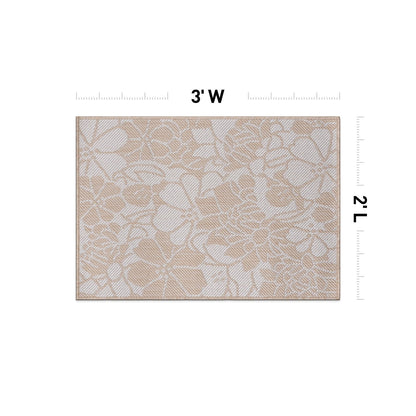 Tapis d'intérieur/extérieur texturé à motif floral moderne World Rug Gallery