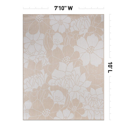 Tapis d'intérieur/extérieur texturé à motif floral moderne World Rug Gallery