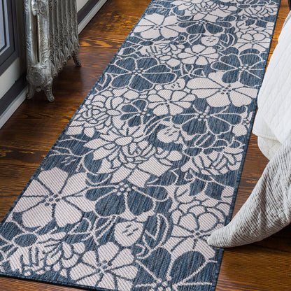 Tapis d'intérieur/extérieur texturé à motif floral moderne World Rug Gallery