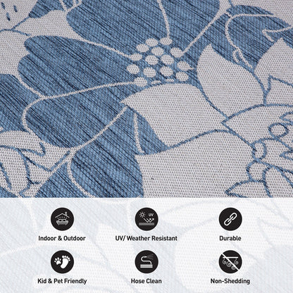 Tapis d'intérieur/extérieur texturé à motif floral moderne World Rug Gallery