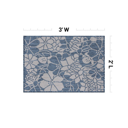 Tapis d'intérieur/extérieur texturé à motif floral moderne World Rug Gallery