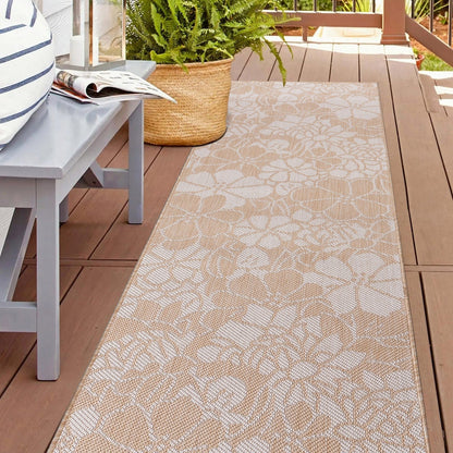 Tapis d'intérieur/extérieur texturé à motif floral moderne World Rug Gallery