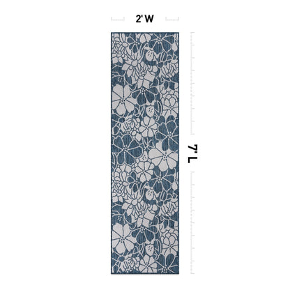 Tapis d'intérieur/extérieur texturé à motif floral moderne World Rug Gallery