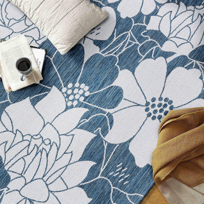 Tapis d'intérieur/extérieur texturé à motif floral moderne World Rug Gallery