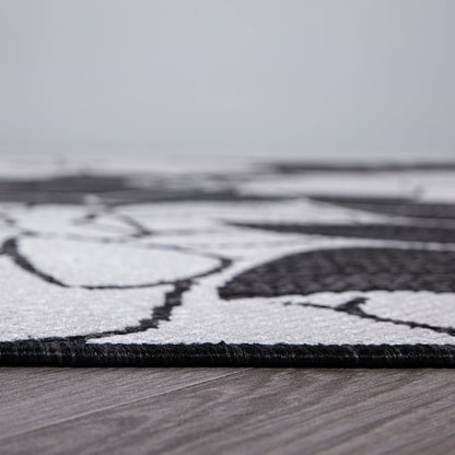 Tapis d'intérieur/extérieur texturé à motif floral moderne World Rug Gallery