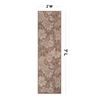 Tapis d'intérieur/extérieur texturé à motif floral moderne World Rug Gallery