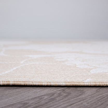 Tapis d'intérieur/extérieur texturé à motif floral moderne World Rug Gallery