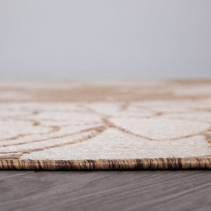 Tapis d'intérieur/extérieur texturé à motif floral moderne World Rug Gallery