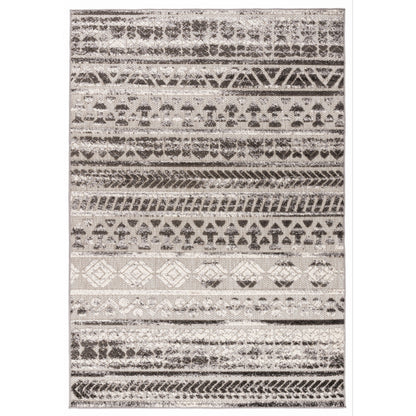 Tapis d'intérieur/extérieur géométrique délavé à rayures modernes de la World Rug Gallery