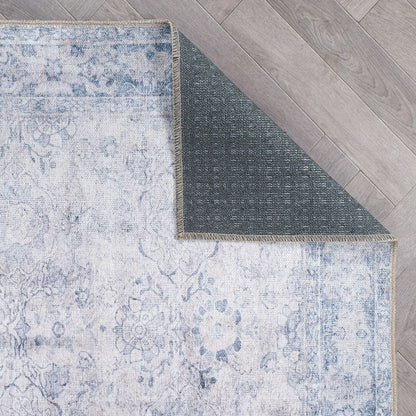 Tapis de transition World Rug Gallery, style vintage, antidérapant, lavable en machine, avec bordures