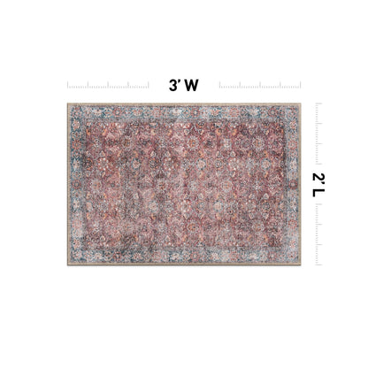 Tapis de transition World Rug Gallery, style vintage, antidérapant, lavable en machine, avec bordures