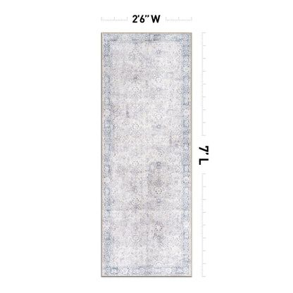Tapis de transition World Rug Gallery, style vintage, antidérapant, lavable en machine, avec bordures