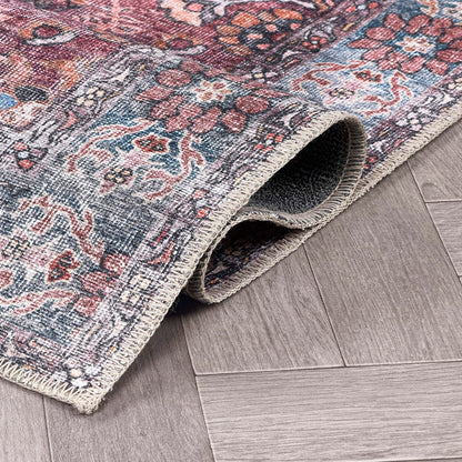 Tapis de transition World Rug Gallery, style vintage, antidérapant, lavable en machine, avec bordures