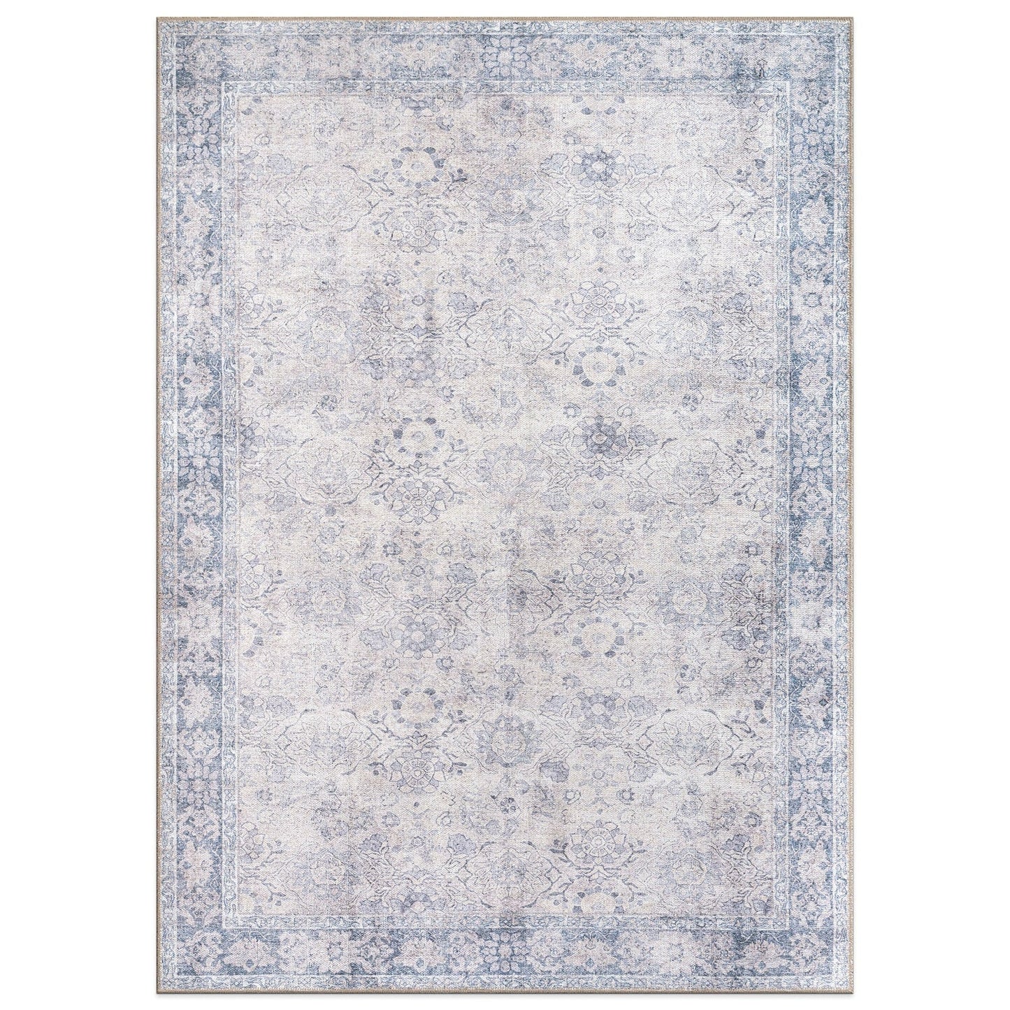 Tapis de transition World Rug Gallery, style vintage, antidérapant, lavable en machine, avec bordures