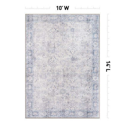 Tapis de transition World Rug Gallery, style vintage, antidérapant, lavable en machine, avec bordures