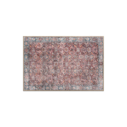 Tapis de transition World Rug Gallery, style vintage, antidérapant, lavable en machine, avec bordures