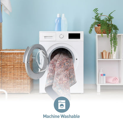 Tapis de transition World Rug Gallery, style vintage, antidérapant, lavable en machine, avec bordures