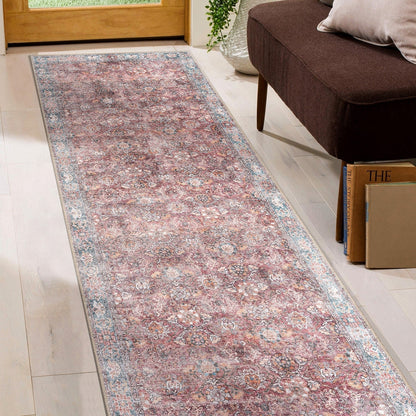 Tapis de transition World Rug Gallery, style vintage, antidérapant, lavable en machine, avec bordures