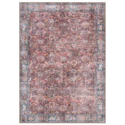 Tapis de transition World Rug Gallery, style vintage, antidérapant, lavable en machine, avec bordures