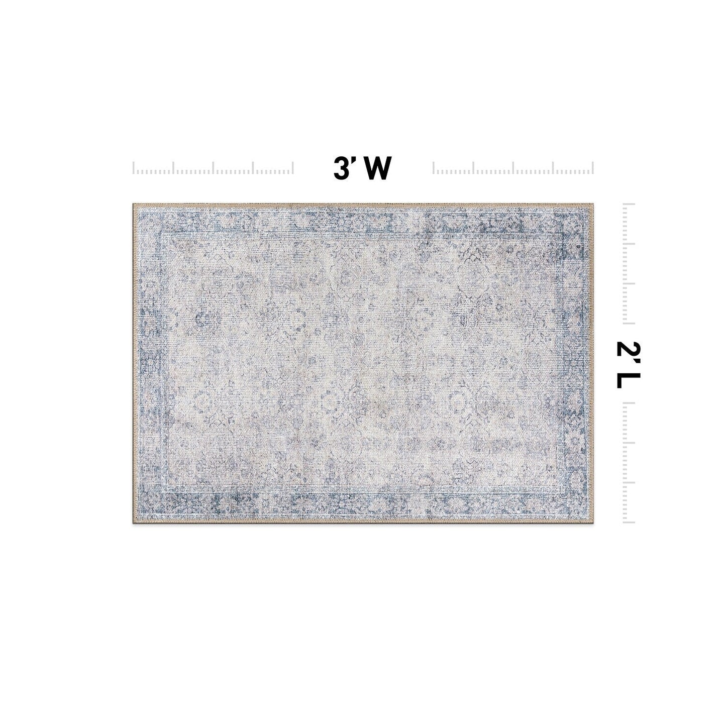 Tapis de transition World Rug Gallery, style vintage, antidérapant, lavable en machine, avec bordures
