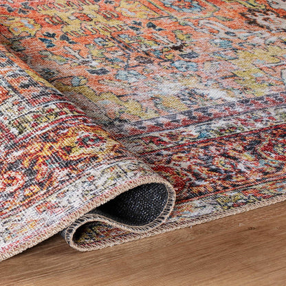 Tapis antidérapant lavable en machine, style transitionnel et vieilli, de la World Rug Gallery