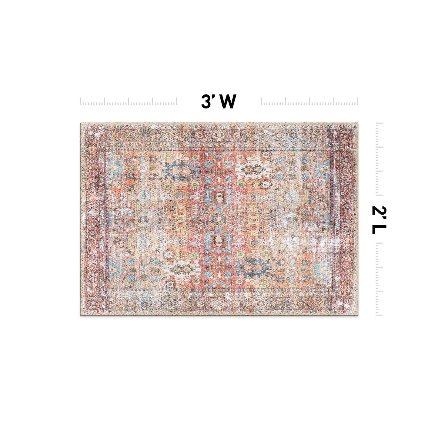 Tapis antidérapant lavable en machine, style transitionnel et vieilli, de la World Rug Gallery
