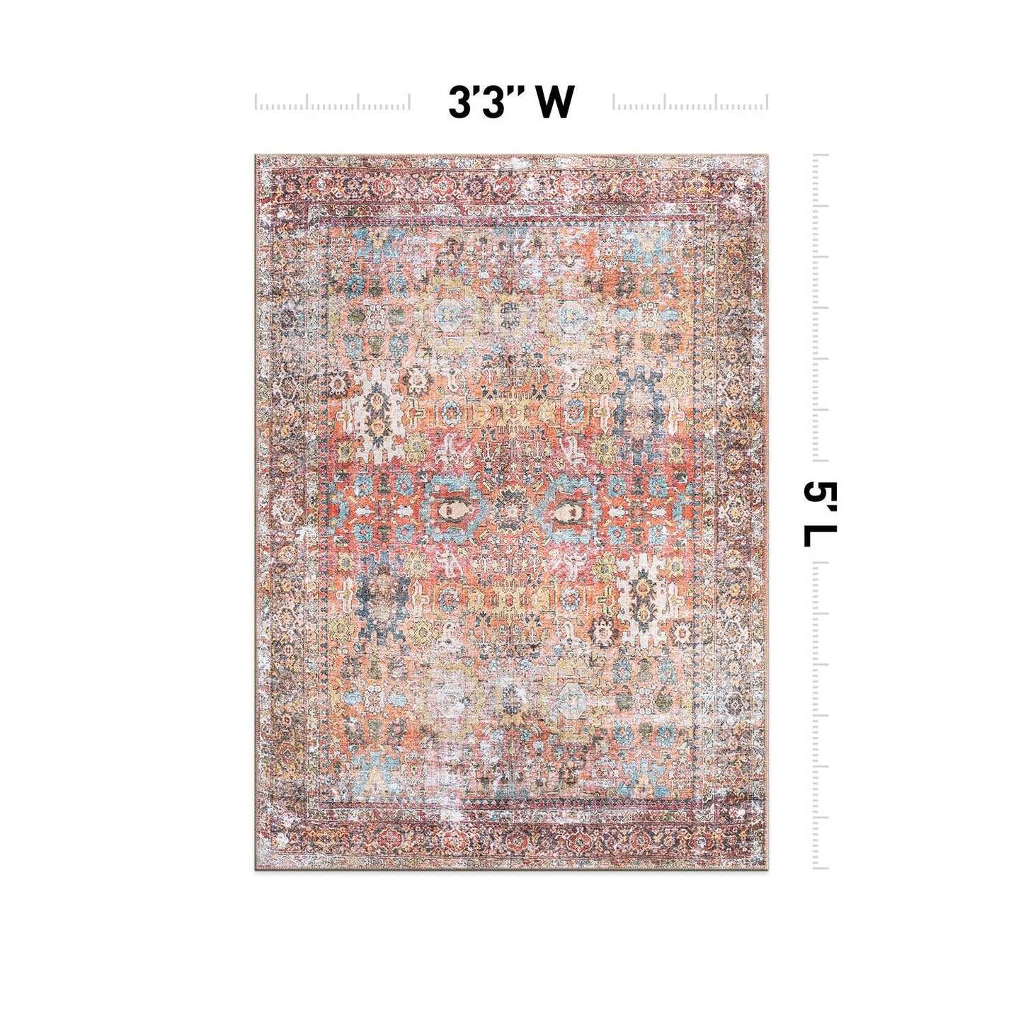 Tapis antidérapant lavable en machine, style transitionnel et vieilli, de la World Rug Gallery
