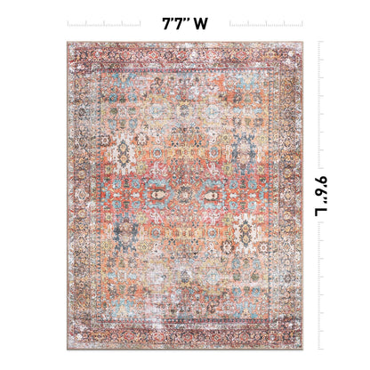 Tapis antidérapant lavable en machine, style transitionnel et vieilli, de la World Rug Gallery