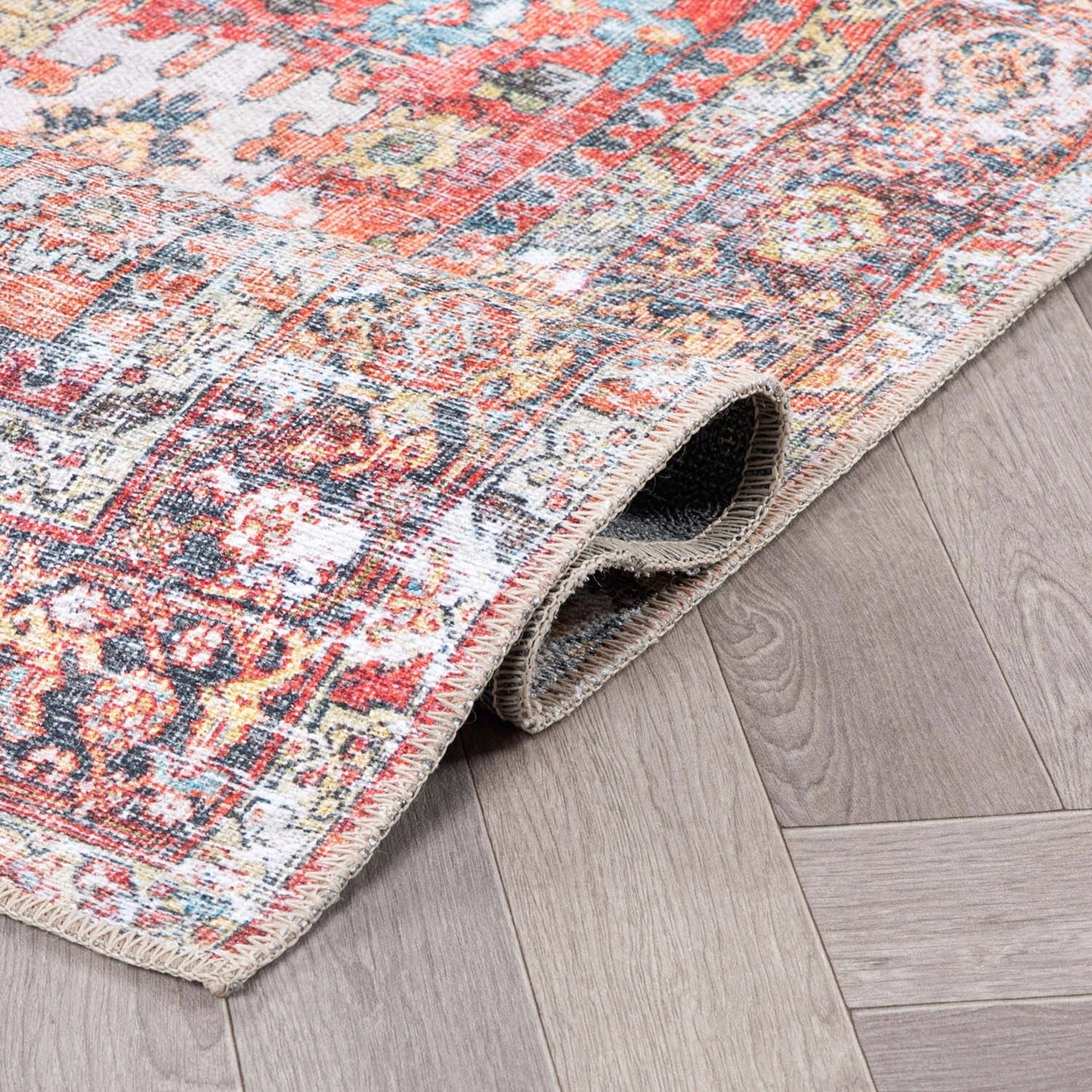 Tapis antidérapant lavable en machine, style transitionnel et vieilli, de la World Rug Gallery