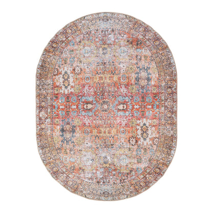 Tapis antidérapant lavable en machine, style transitionnel et vieilli, de la World Rug Gallery